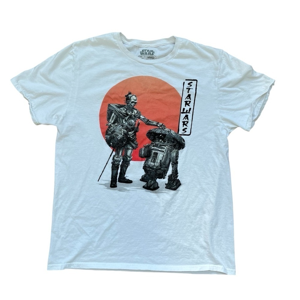 MAD Engine Star Wars Short Sleeve Shirt White Men’s Large R2D2 C-3PO 100% cotton